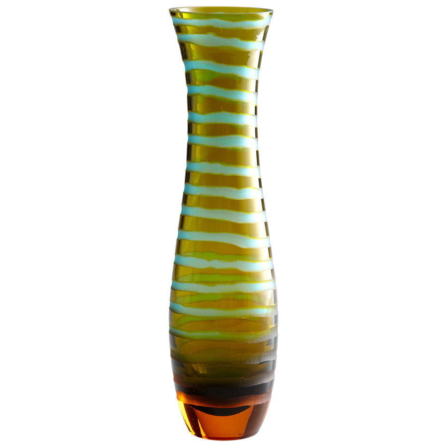 Large Blue And Orange Chiseled Vase