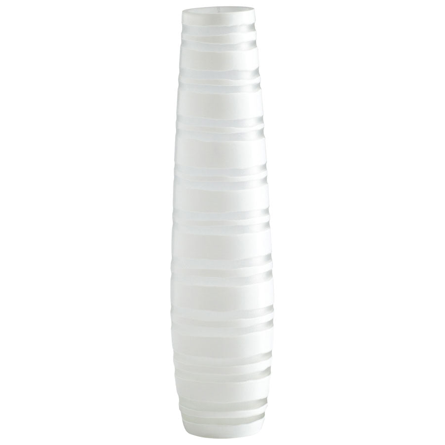 Medium White Matte Stripe Vase