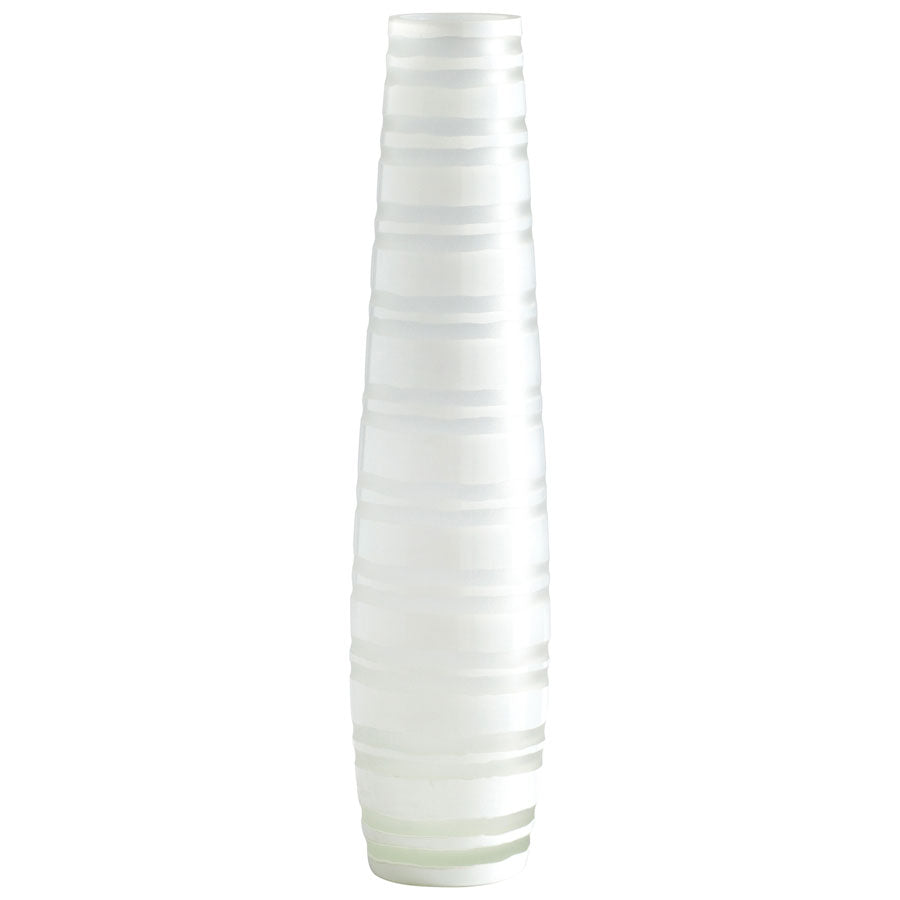 Large White Matte Stripe Vase