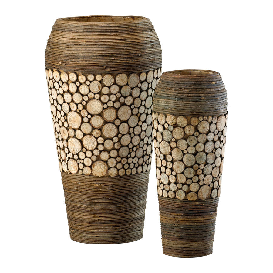 Wood Slice Oblong Vases
