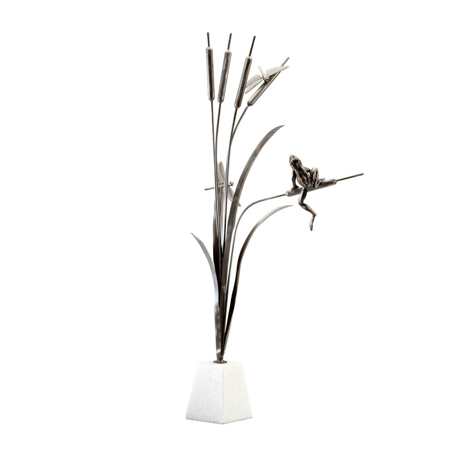 Frog And Dragonfly Sculpture