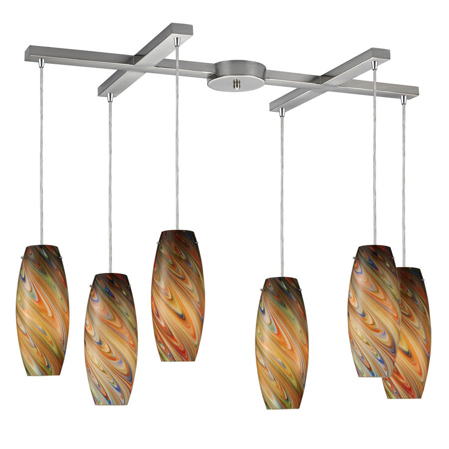 Vortex 6-Lt Rainbow Chand in Satin Nickel