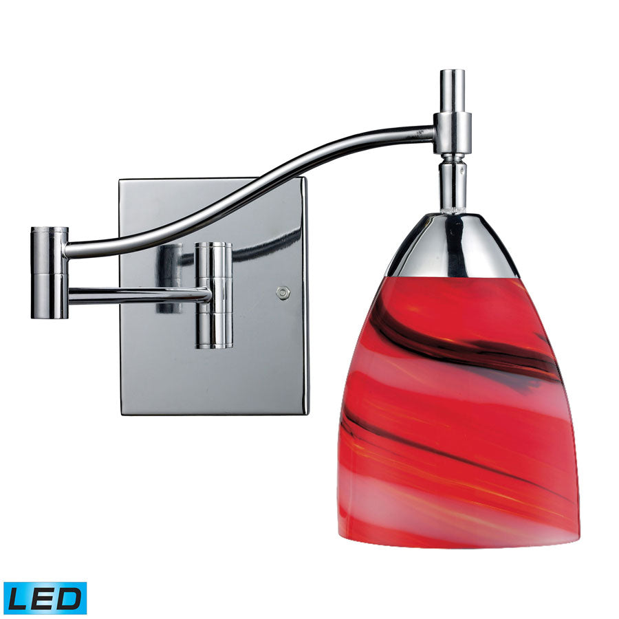 Celina 1-Light Swingarm in Polished Chrome and Candy Glass - LED Offering Up To 800 Lumens (60 Watt