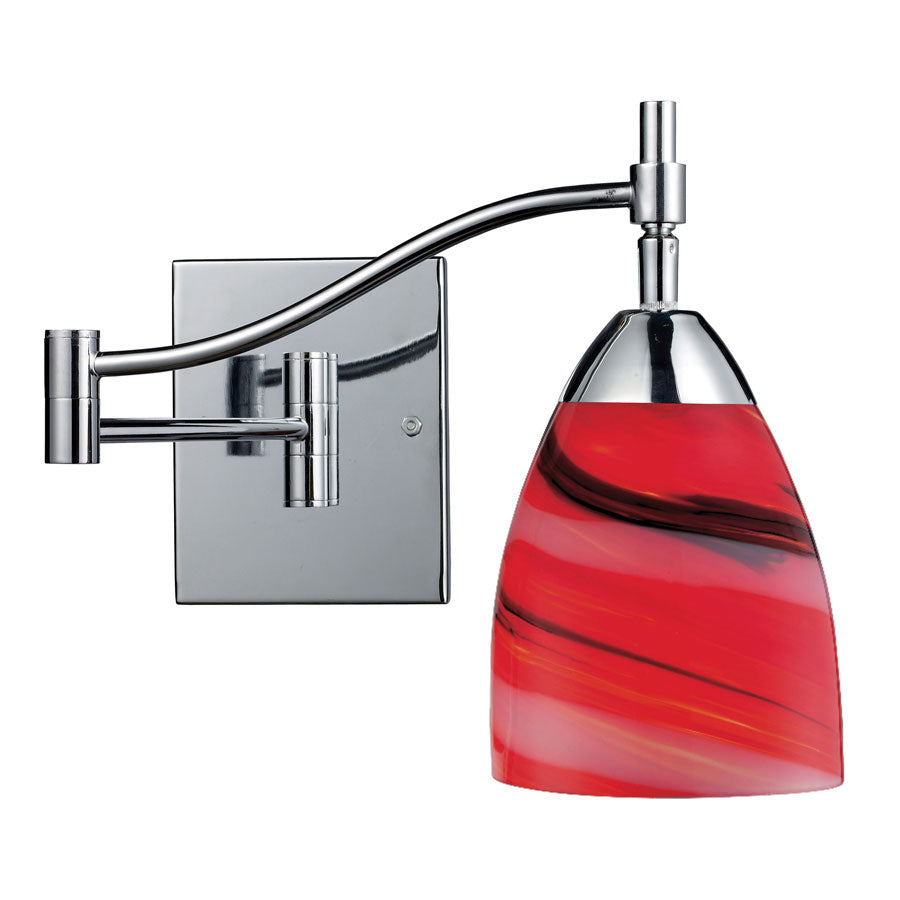 D Celina 1-Light Swingarm in Polished Chrome and Candy Glass