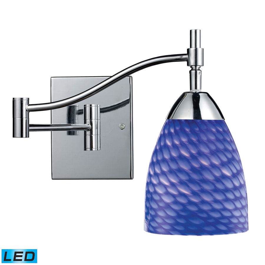 Celina 1-Light Swingarm in Polished Chrome and Sapphire Glass - LED Offering Up To 800 Lumens (60 Wa