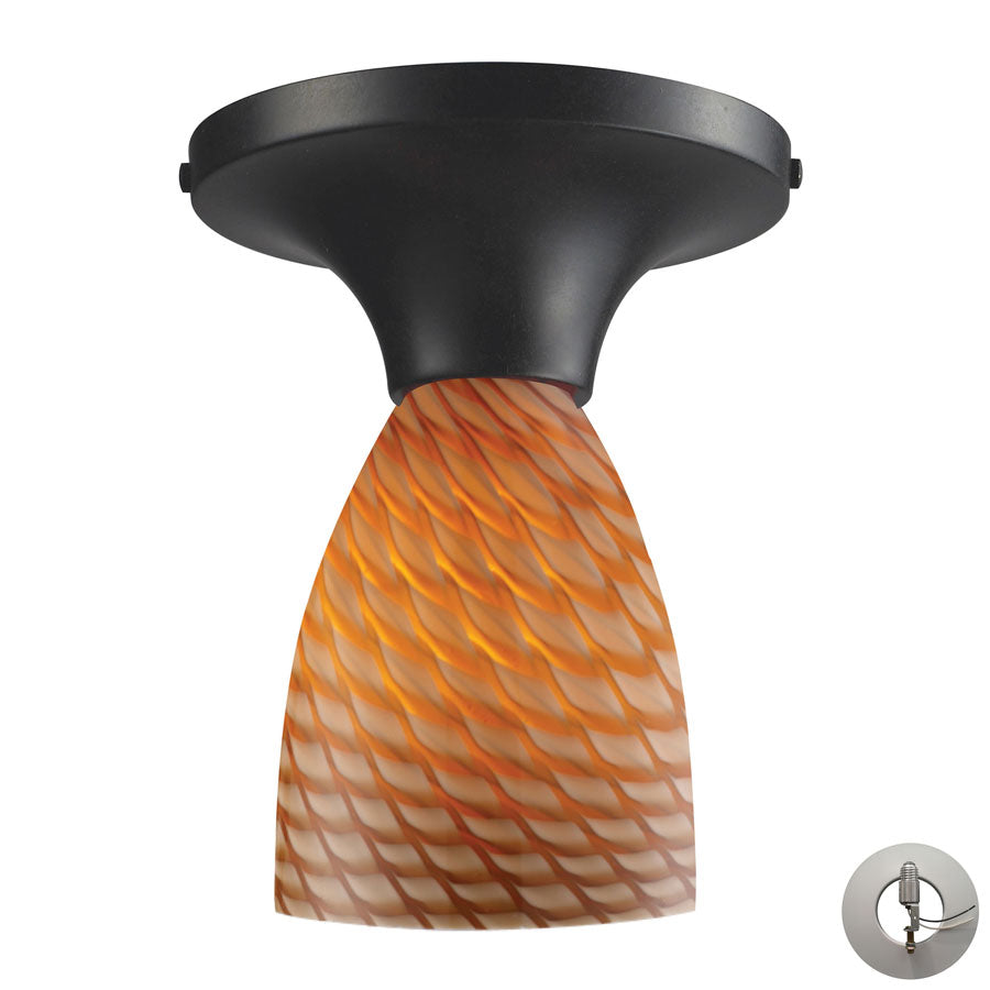 Celina 1 Light Semi Flush in Dark Rust and Cocoa Glass - Includes Adapter Kit