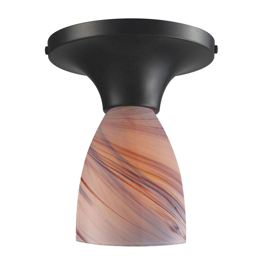 Celina 1-Light Semi-Flush in Dark Rust and Creme Glass