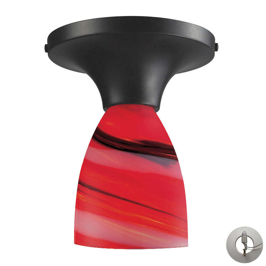 Celina 1 Light Semi Flush in Dark Rust and Candy Glass - Includes Adapter Kit