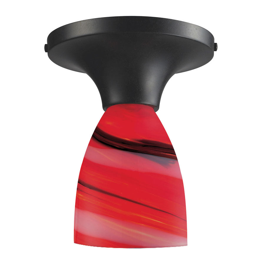 Celina 1-Light Semi-Flush in Dark Rust and Candy Glass
