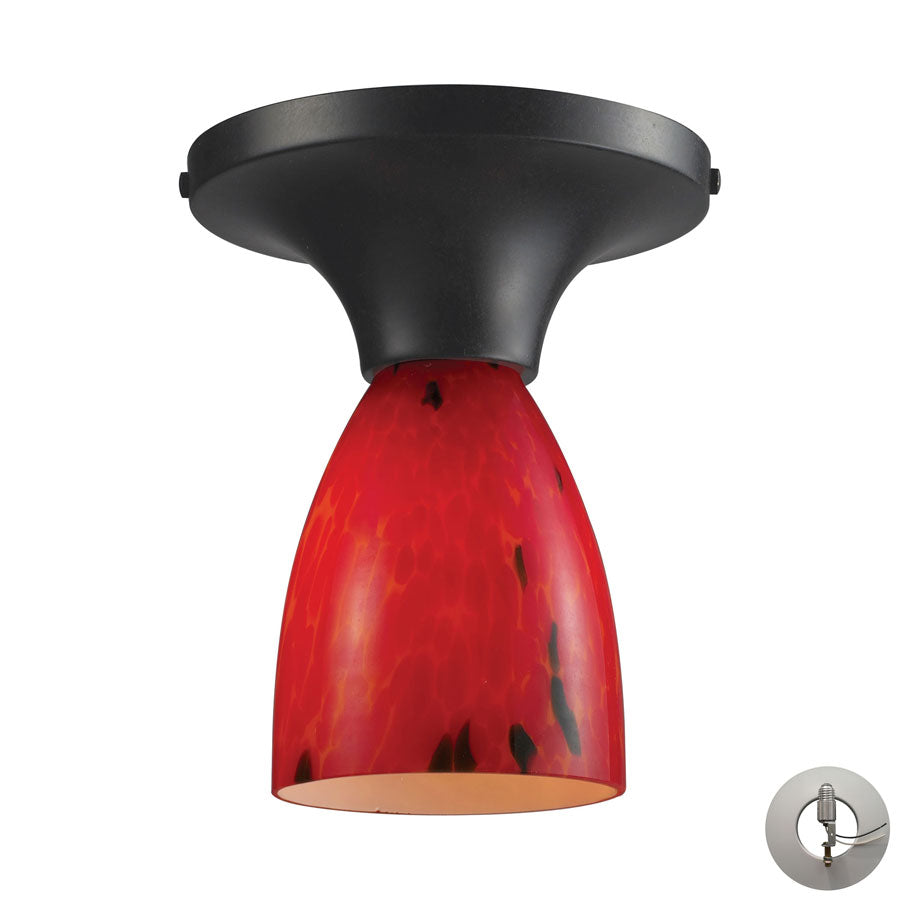 Celina 1 Light Semi Flush in Dark Rust and Fire Red - Includes Adapter Kit