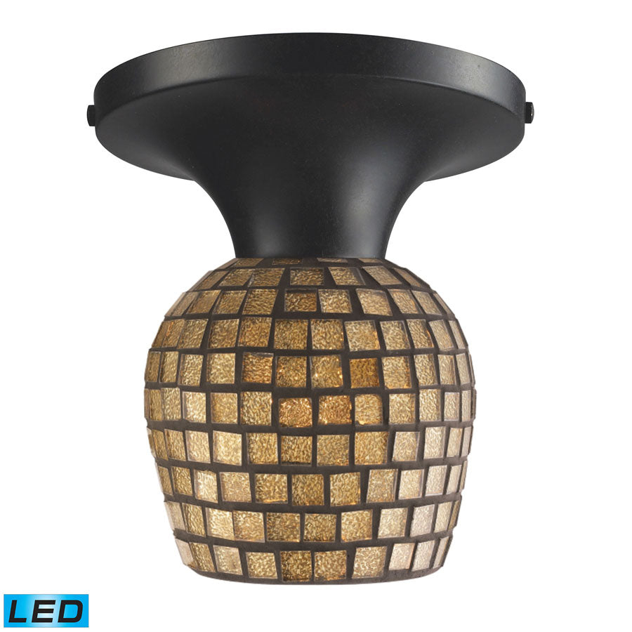 Celina 1-Light Semi-Flush in Dark Rust and Gold Leaf Glass - LED Offering Up To 800 Lumens (60 Watt