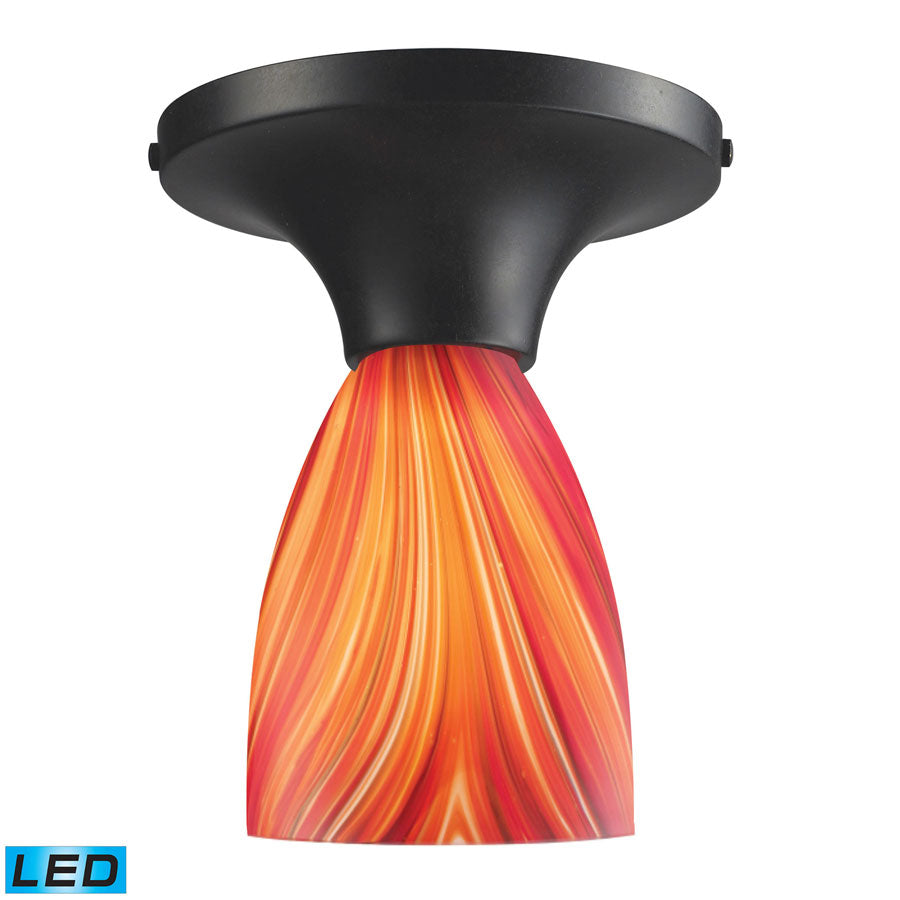 Celina 1-Light Semi-Flush in Dark Rust and Multi Glass - LED Offering Up To 800 Lumens (60 Watt Equi