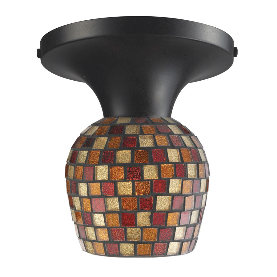 Celina 1-Light Semi-Flush in Dark Rust and Multi Fusion Glass