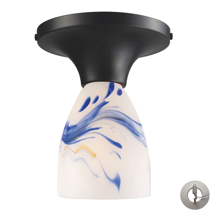 Celina 1 Light Semi Flush in Dark Rust and Mountain - Includes Adapter Kit