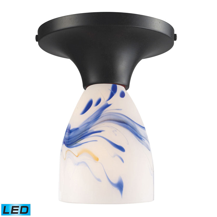 Celina 1-Light Semi-Flush in Dark Rust and Mountain Glass - LED Offering Up To 800 Lumens (60 Watt E
