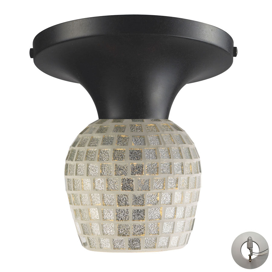Celina 1 Light Semi Flush in Dark Rust and Silver Glass - Includes Adapter Kit