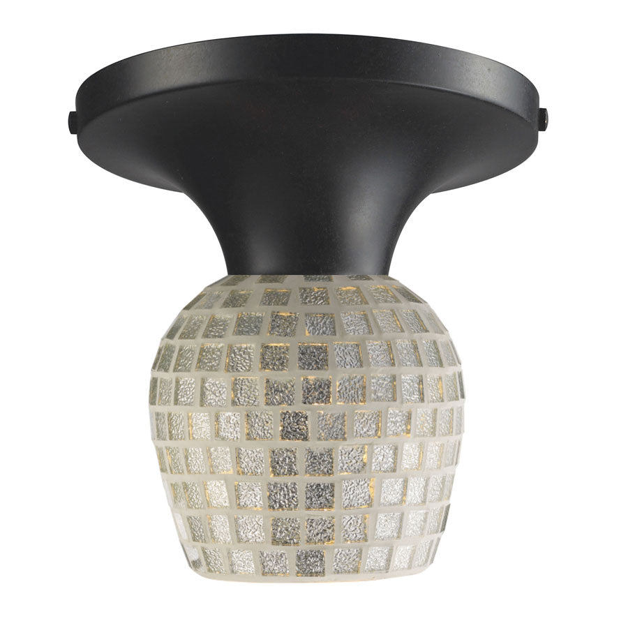 Celina 1-Light Semi-Flush in Dark Rust and Silver Glass
