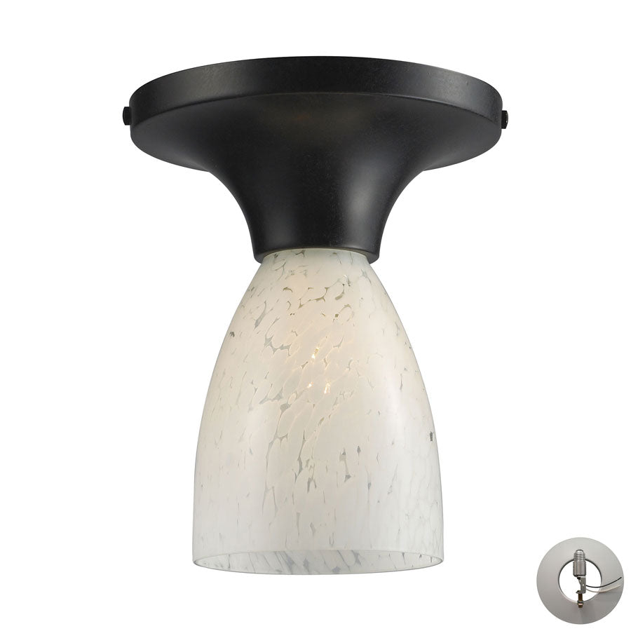 Celina 1 Light Semi Flush in Dark Rust and Snow White - Includes Adapter Kit