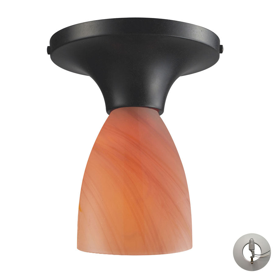 Celina 1 Light Semi Flush in Dark Rust and Sandy Glass - Includes Adapter Kit