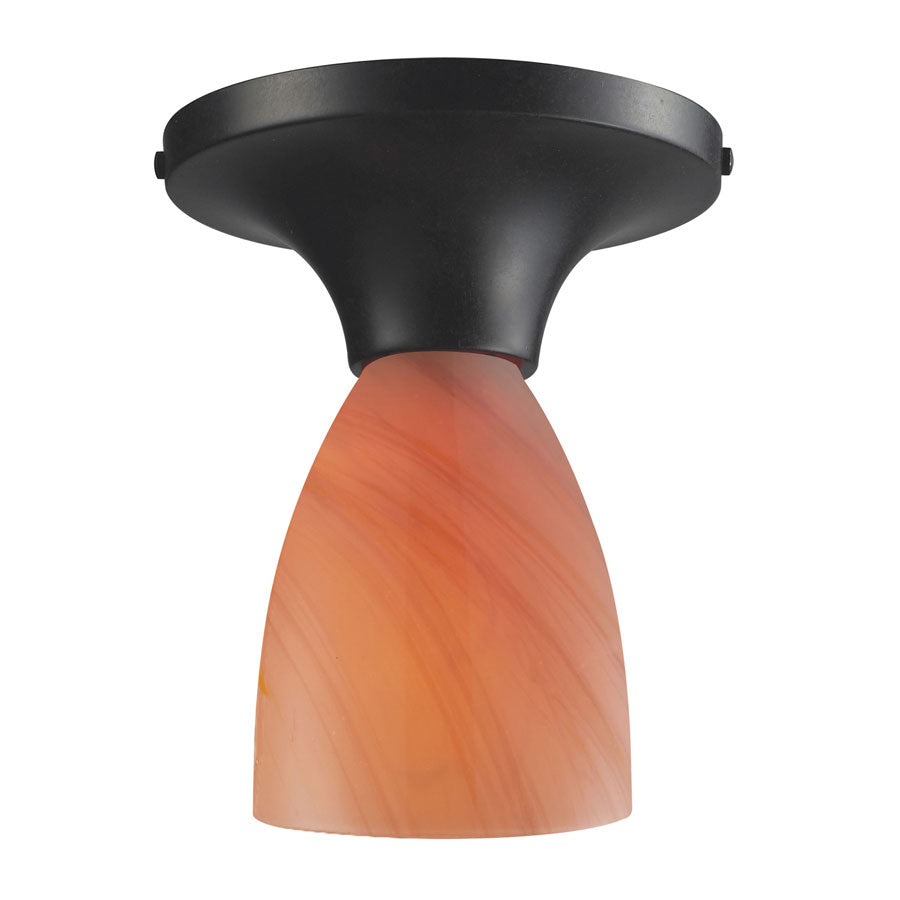 Celina 1-Light Semi-Flush in Dark Rust and Sandy Glass