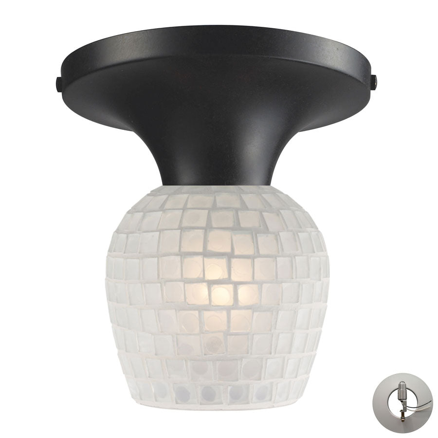 Celina 1 Light Semi Flush in Dark Rust and White - Includes Adapter Kit