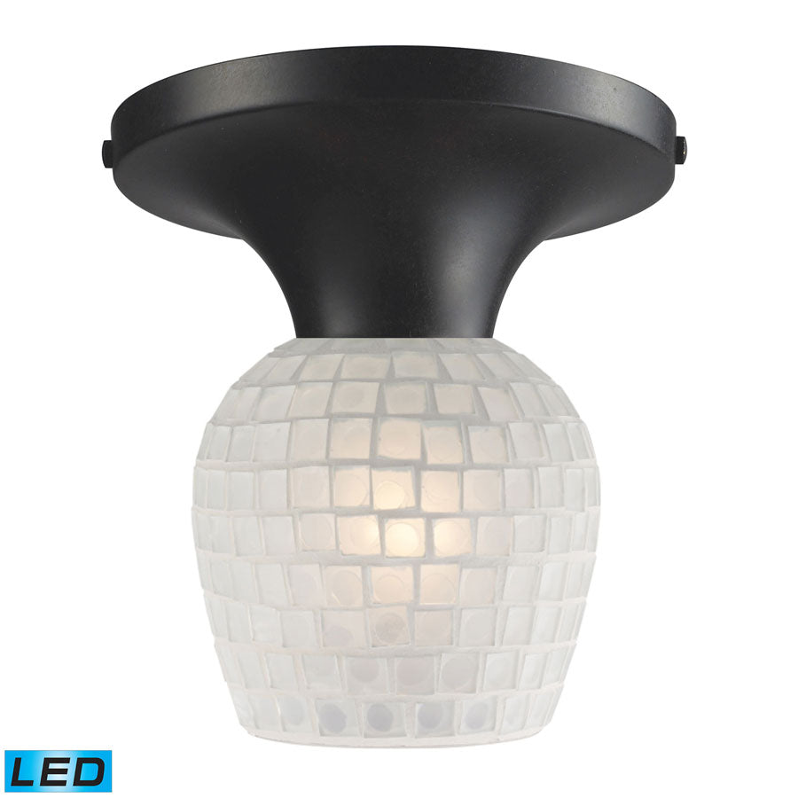 Celina 1-Light Semi-Flush in Dark Rust and White Glass - LED Offering Up To 800 Lumens (60 Watt Equi