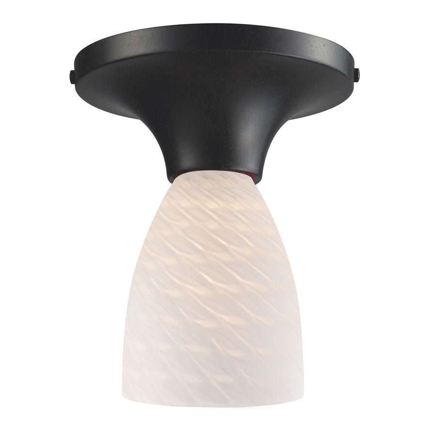 Celina 1-Light Semi-Flush in Dark Rust and White Swirl Glass