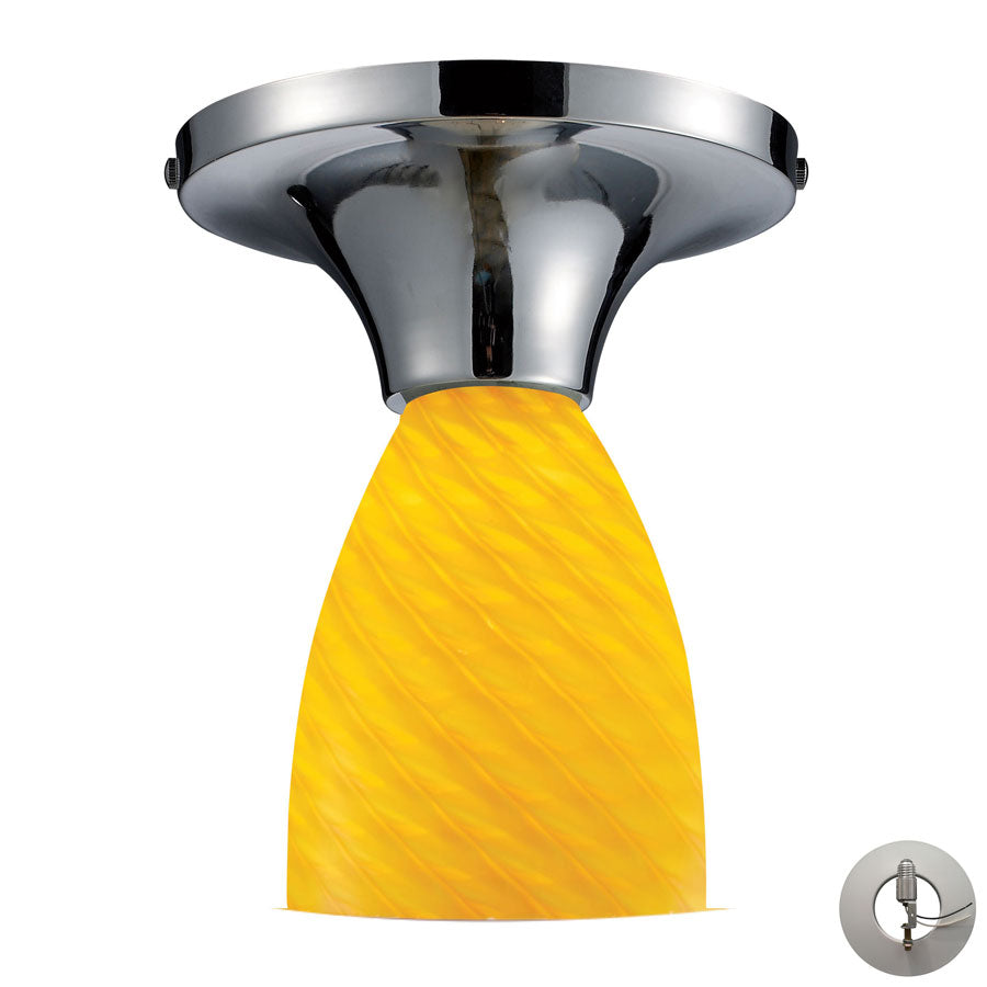 Celina 1 Light Semi Flush in Polished Chrome and Canary Glass - Includes Adapter Kit
