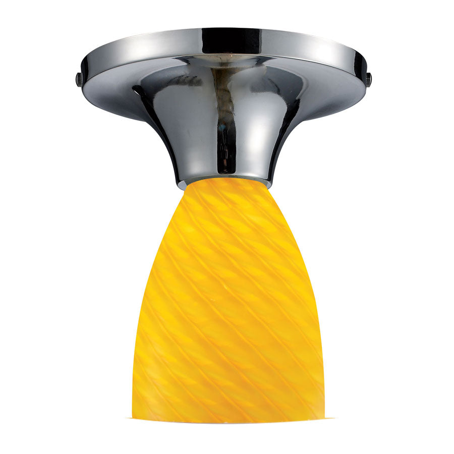 Celina 1-Light Semi-Flush in Polished Chrome and Canary Glass