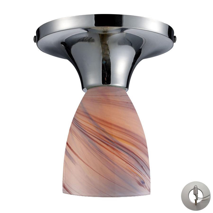 Celina 1 Light Semi Flush in Polished Chrome and Creme Glass - Includes Adapter Kit