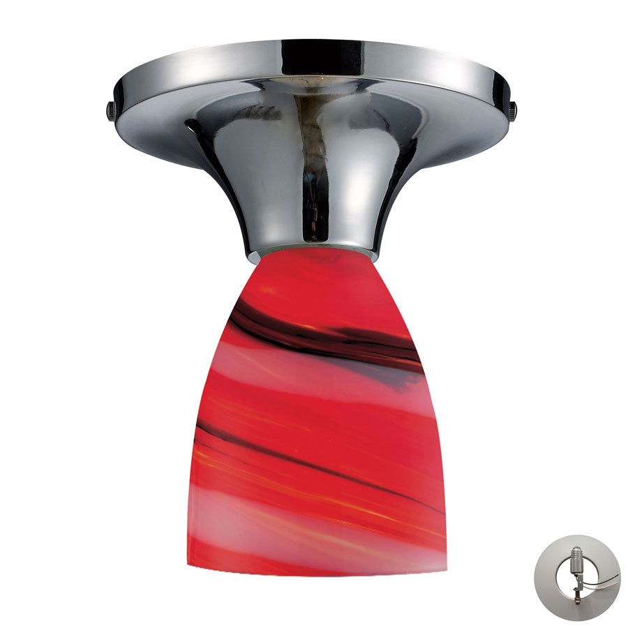 Celina 1 Light Semi Flush in Polished Chrome and Candy Glass - Includes Adapter Kit