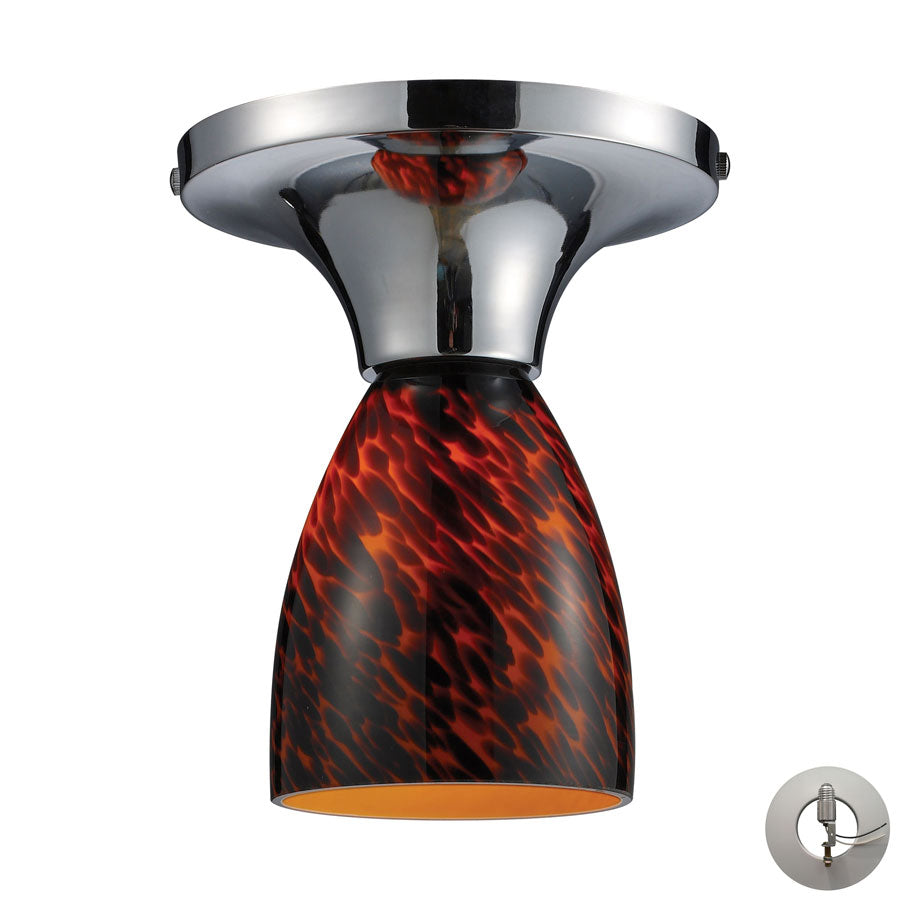 Celina 1 Light Semi Flush in Polished Chrome and Espresso - Includes Adapter Kit