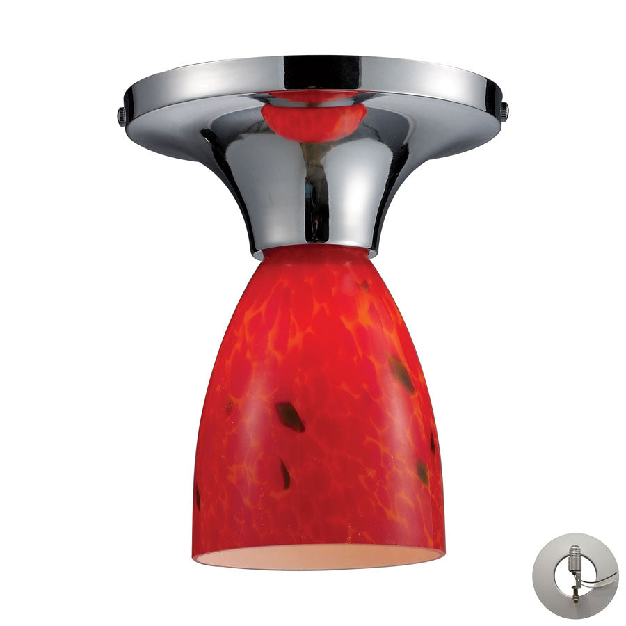 Celina 1 Light Semi Flush in Polished Chrome and Fire Red - Includes Adapter Kit