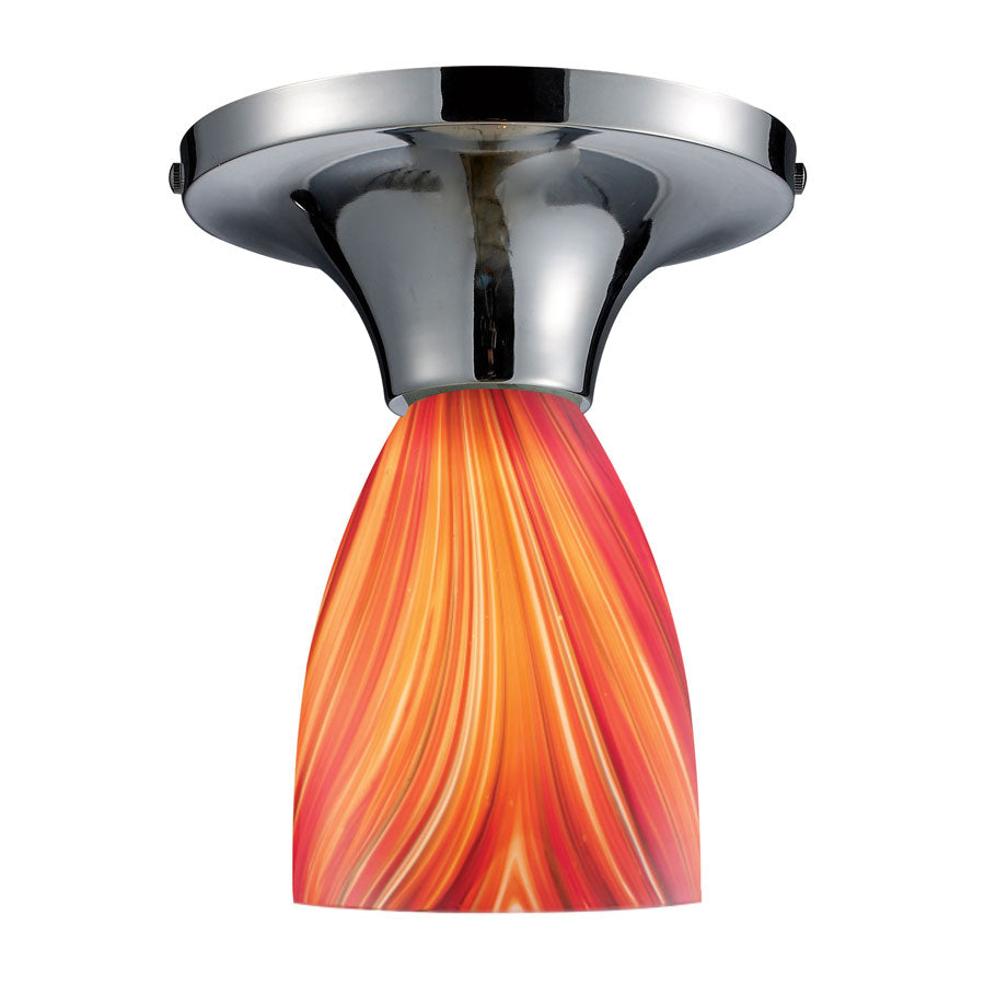 Celina 1-Light Semi-Flush in Polished Chrome and Multi Glass