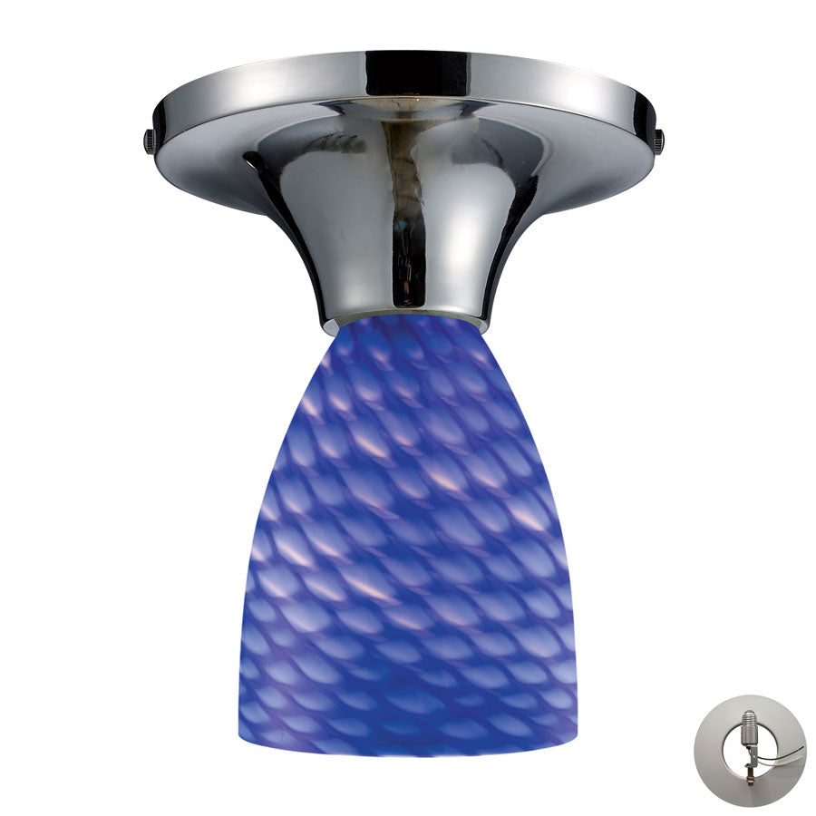 Celina 1 Light Semi Flush in Polished Chrome and Sapphire Glass - Includes Adapter Kit