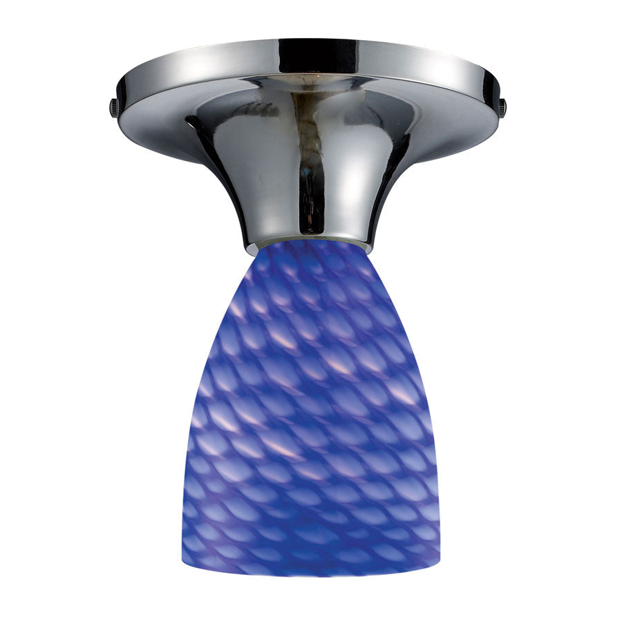 Celina 1-Light Semi-Flush in Polished Chrome and Sapphire Glass