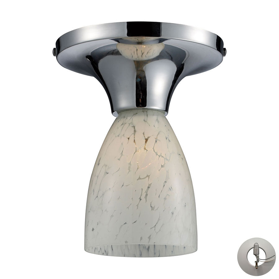 Celina 1 Light Semi Flush in Polished Chrome and Snow White - Includes Adapter Kit