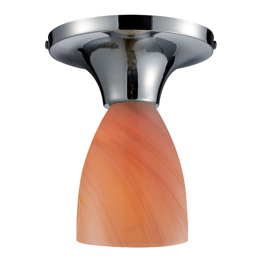Celina 1-Light Semi-Flush in Polished Chrome and Sandy Glass