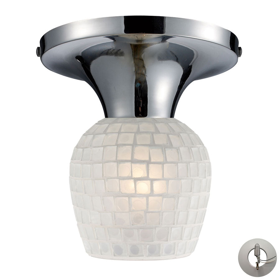 Celina 1 Light Semi Flush in Polished Chrome and White - Includes Adapter Kit