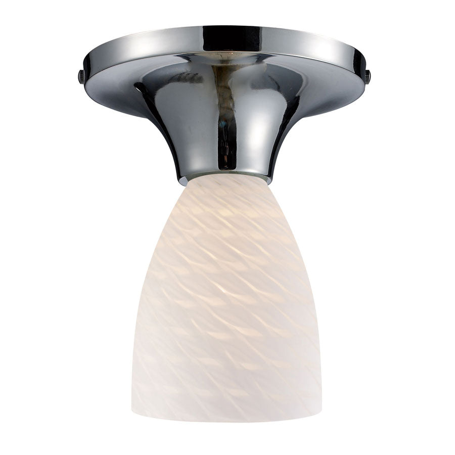 Celina 1-Light Semi-Flush in Polished Chrome and White Swirl Glass