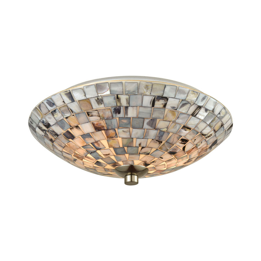 Cappa Shells 2 Light Flush with Satin Nickel Hardware and Gray Capiz Shells