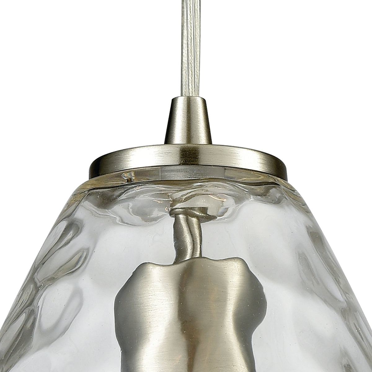 Lagoon 1 Light Pendant in Satin Nickel with Clear Water Glass