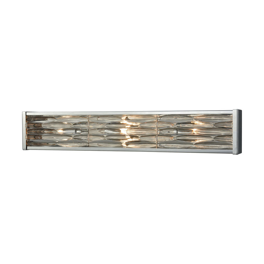 Riverflow 3 Light Vanity in Polished Chrome with Stacked River Stone Glass