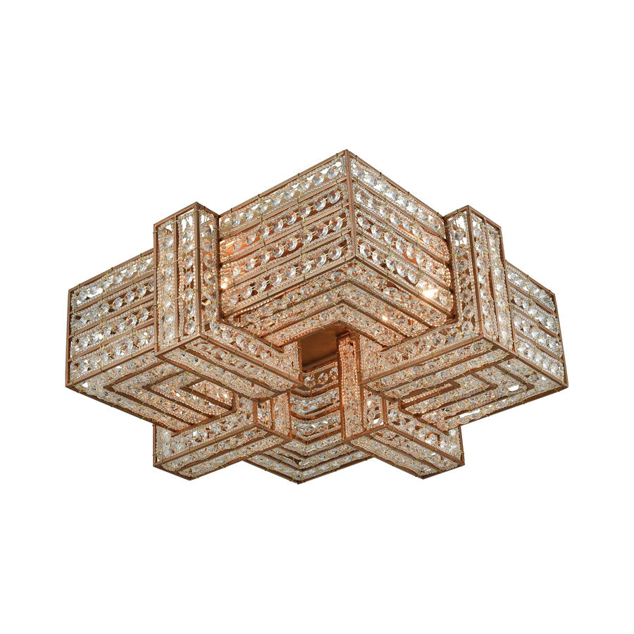 Lexicon 4 Light Flush in Matte Gold with Clear Crystal