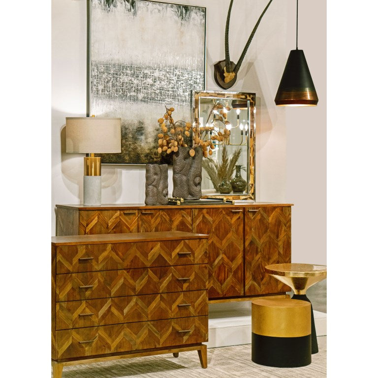 Black And Gold Draper Drum Table