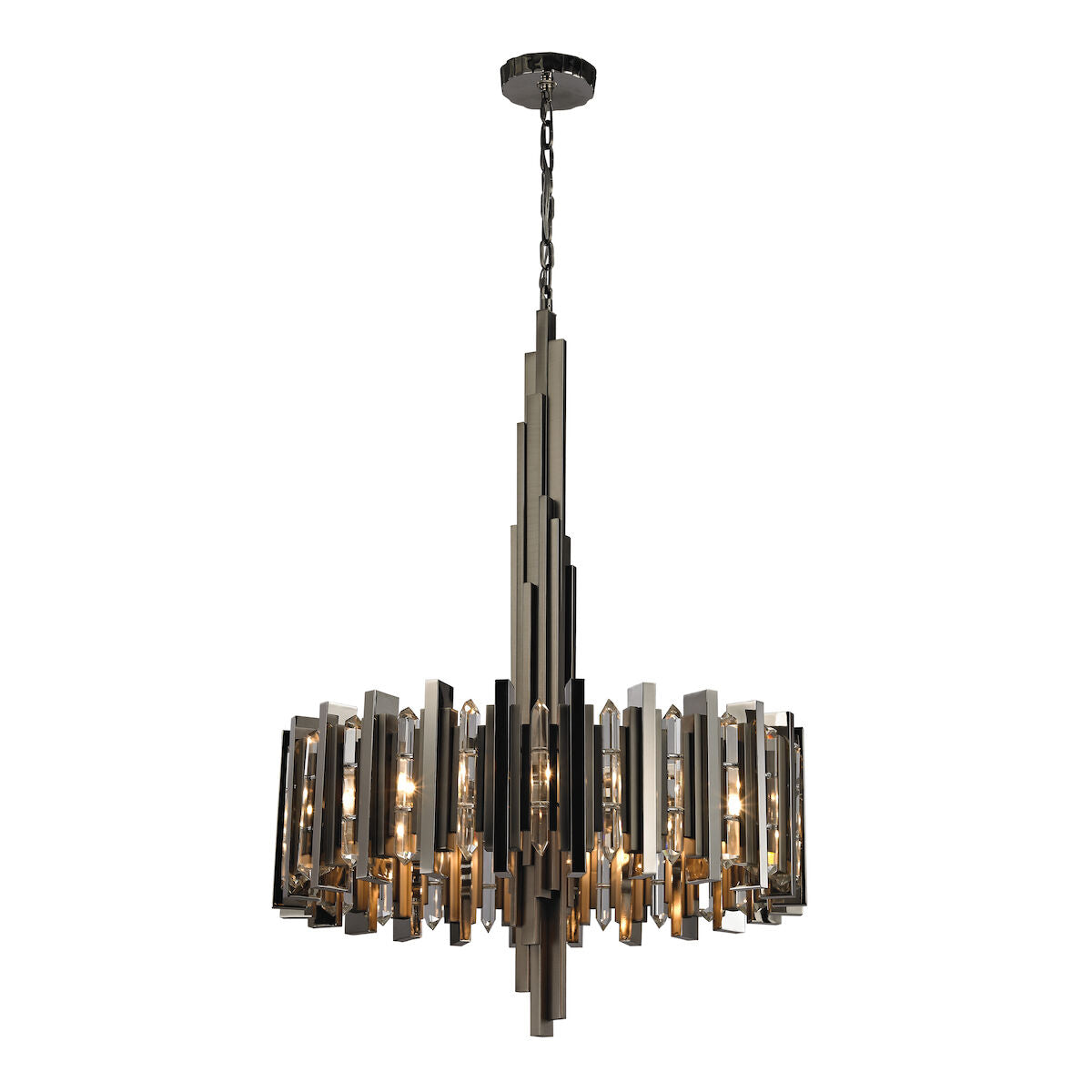 Industrialist 8 Light Chandelier In Polished Nickel 30"wide