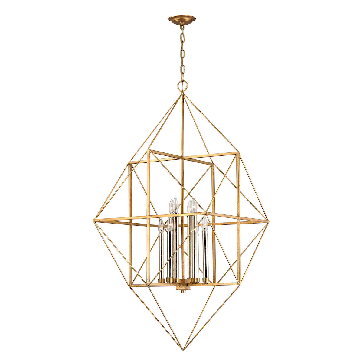 Connexions 8 Light Pendant In Antique Gold And Silver Leaf