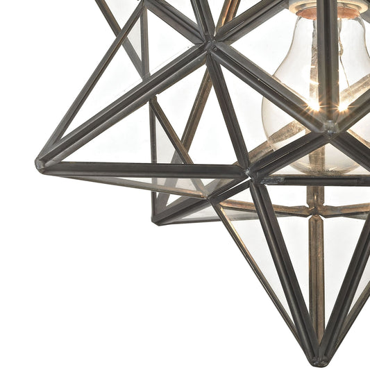 Moravian Star Flush Mount - Bronze With Clear Glass