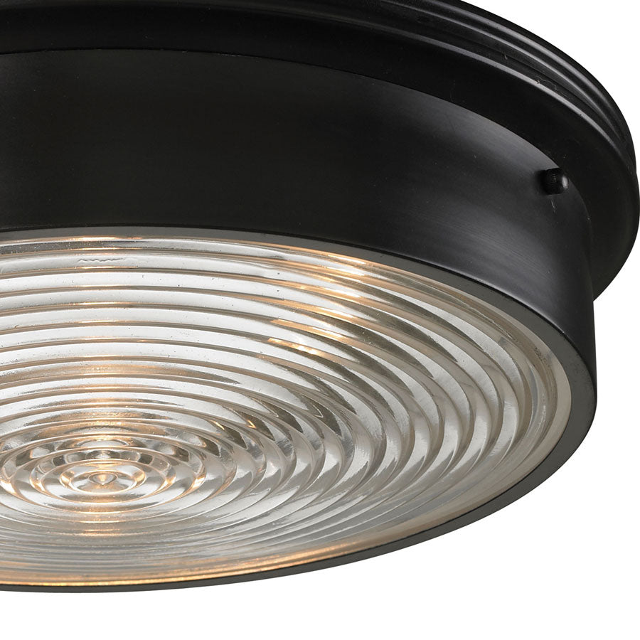 3 light flushmount in Oiled Bronze