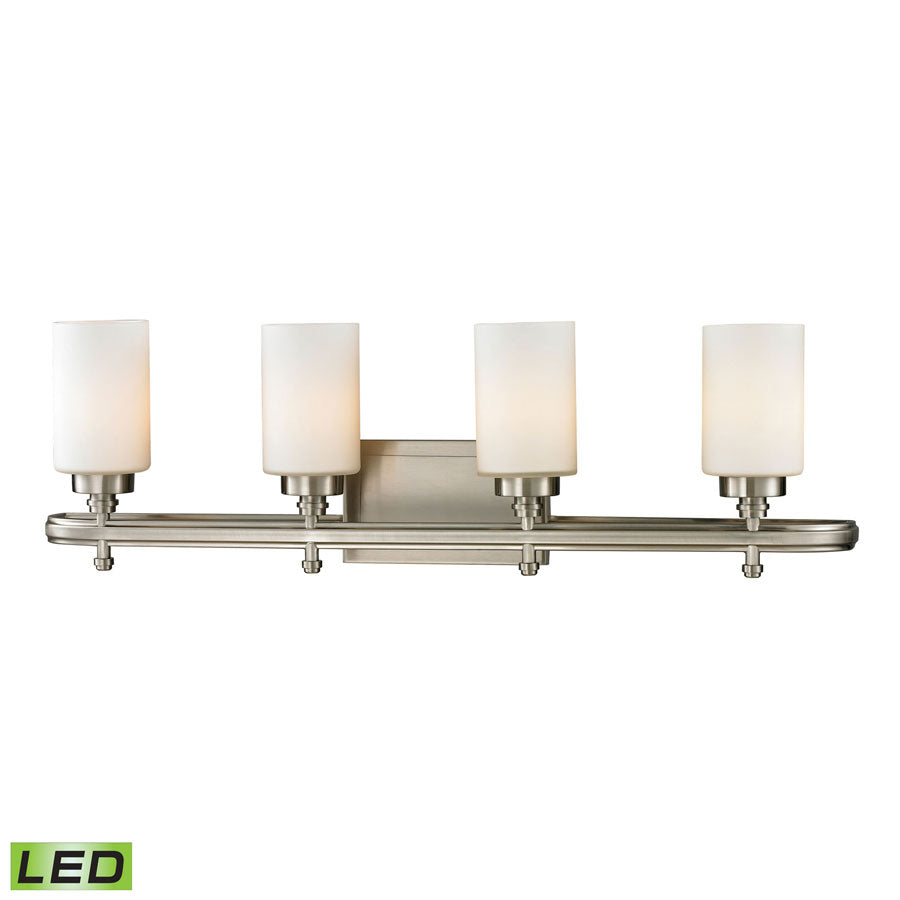 Dawson Collection 4 light bath in Brushed Nickel - LED, 800 Lumens (3200 Lumens Total) with Full Sca